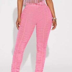 Hot Pink Rushed Mesh Leggings